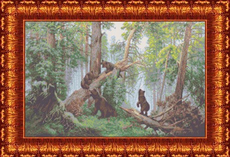 Рисунок на ткани КАРОЛИНКА арт. КБП-2004 Утро в сосновом лесу 32,5х54 см