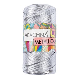 Пряжа ARACHNA METALLICA (100% полиэстер) 4х155г/50м цв.02 серебряный