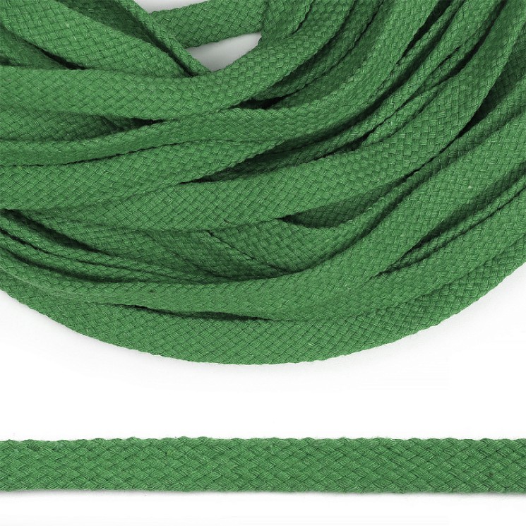 Шнур плоский х/б 15мм турецкое плетение цв.018 св.зелёный уп.50 м
