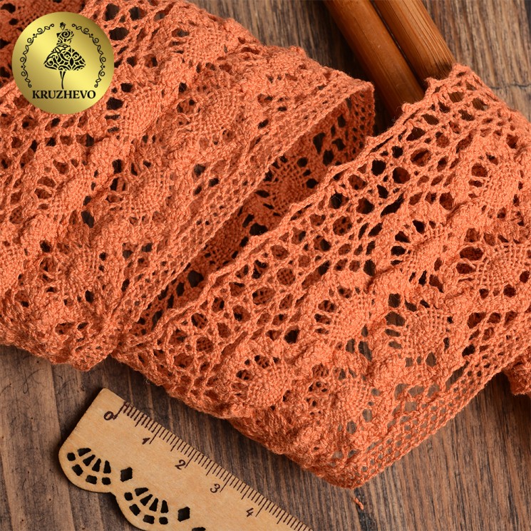 Тесьма вязаная KRUZHEVO 50мм TBY-6368 цв.39 кирпичный уп.10м упак (10 м)
