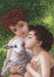 Рисунок на канве МАТРЕНИН ПОСАД арт.37х49 - 1616 Дети и овечка упак (1 шт)