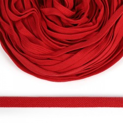 Шнур плоский х/б 15мм классическое плетение цв.012 красный уп.50 м