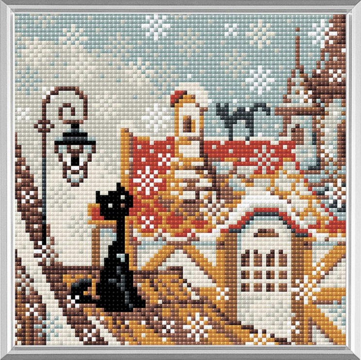 Набор РИОЛИС мозаичная картина арт.AM0010 Город и кошки. Зима 20х20 см упак (1 шт)
