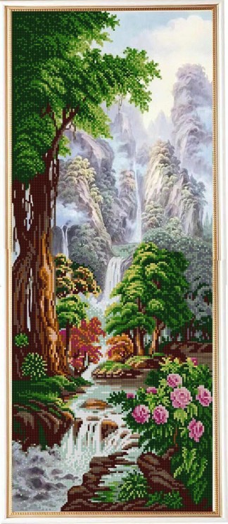 Рисунок на ткани (Бисер) КОНЁК арт. 1327 Водопад Хрустальный кулон 25х65 см