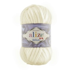 Пряжа для вязания Ализе Velluto (100% микрополиэстер) 5х100г/68м цв.062 св.молочный