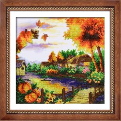 Набор для вышивания бисером ПАУТИНКА арт.Б-1442 Осенний пейзаж 20х20 см
