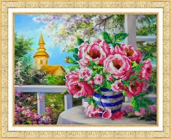 Набор для вышивания бисером ПАУТИНКА арт.Б-1280 Розовый букет 36х28 см