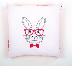 Набор для вышивания VERVACO арт.PN-0155964 Подушка Кролик в розовых очках 40х40 см