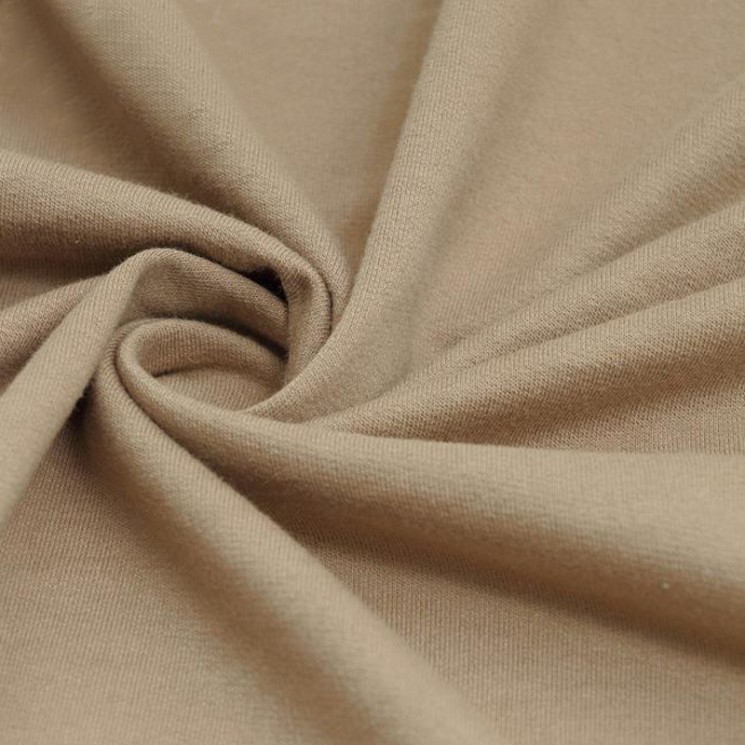 Ткань трикотаж Футер 3х нитка начес хлопок 330г пенье 190см бежевый 15-1214 рул.20-40кг