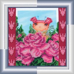 Набор для вышивания бисером АБРИС АРТ арт. AM-018 Розовая Фея 15х15 см