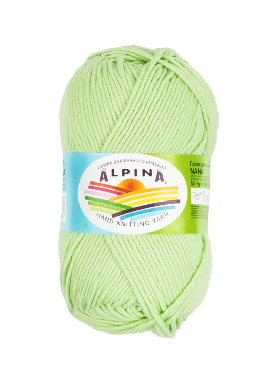 Пряжа ALPINA NANA (70% хлопок, 30% полиамид) 10х50г/105м цв.10 салатовый