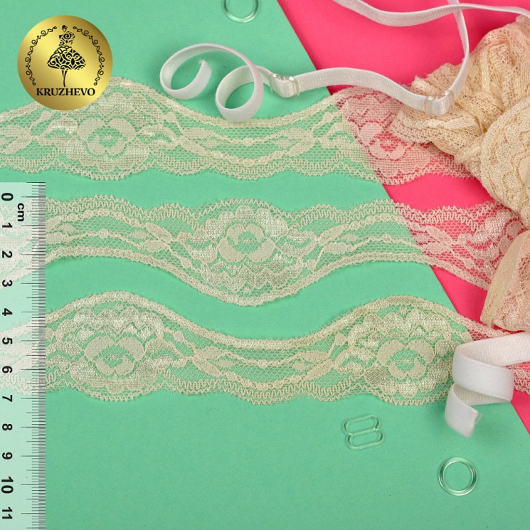 Кружево-стрейч арт.TBY 6641 шир.37мм цв.01 молочный уп.18,3м