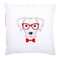 Набор для вышивания VERVACO арт.PN-0155963 Подушка Собака в красных очках 40х40 см