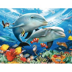 Картины мозаикой Molly арт.KM0724 Дельфины в море (7 цветов) 15х20 см