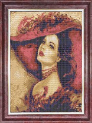 Рисунок на ткани КАРОЛИНКА арт. КБЛ-3049 Дама в шляпе 26,8х33 см