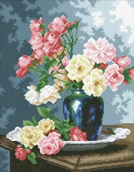 Набор "Паутинка" для изготовления картины со стразами арт.М253 Ваза с садовыми розами 35х45 см