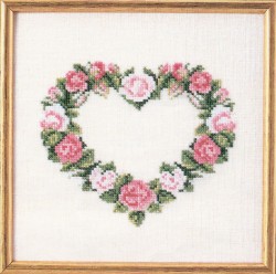 Набор для вышивания OEHLENSCHLAGER арт.65175 Сердце из розовых роз 18х18 см
