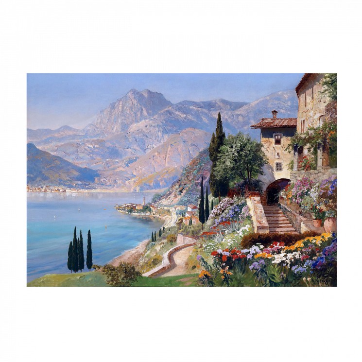 Картина по номерам с цветной схемой на холсте Molly арт.KK0623 Италия. Озеро Комо (20 цветов) 30х40 см