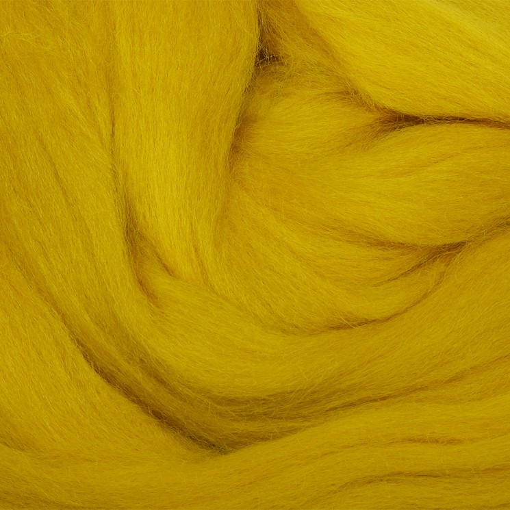 Шерсть для валяния ТРО "Гребенная лента" (100%полутонкая шерсть) 100г цв.1268 горчица