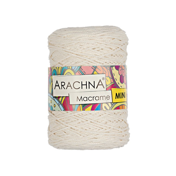 Пряжа ARACHNA Macrame Mini (80% хлопок, 20% полиэстер) 4х250г/200м цв.02 молочный