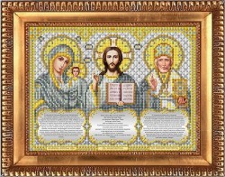 Рисунок на габардине бисером БЛАГОВЕСТ арт.И-4091 Триптих с молитвами в серебре 20х26 см упак (1 шт)