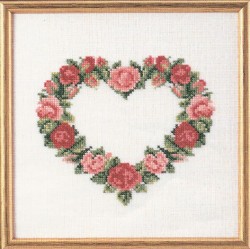 Набор для вышивания OEHLENSCHLAGER арт.65177 Сердце из красных роз 18х18 см