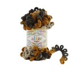 Пряжа для вязания Ализе Puffy color (100% микрополиэстер) 5х100г/9м цв.6082