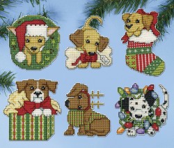 Набор для вышивания елочных украшений DESIGN WORKS арт.5920 Рождественские собачки 7х10 см