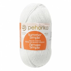 Пряжа для вязания ТРО Летняя simple (60% хлопок, 40% полиэстер) 5х100г/500м цв.0001 белый