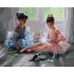 Картина по номерам с цветной схемой на холсте Molly арт.KK0758 Разумов. Две балерины 40х50 см