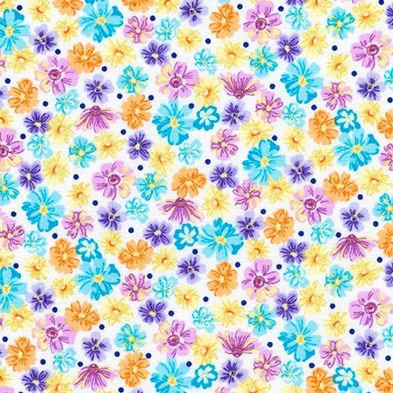 Ткань для пэчворка PEPPY Wildflowers 122 г/м  100% хлопок цв.FLH-20290-14 NATURAL уп.50х55 см