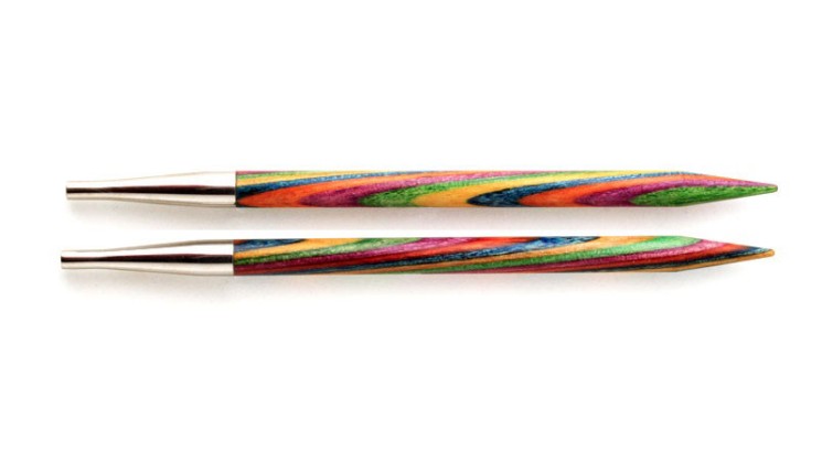 20428 Knit Pro Спицы съемные "Symfonie" 6мм для длины тросика 20см, дерево, многоцветный, 2шт