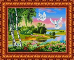Рисунок на ткани КАРОЛИНКА арт. КБП-3008 Русский пейзаж 36х27 см