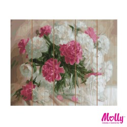 Картины по номерам на дереве Molly арт.KD0680 Жемчужная россыпь (28 цветов) 40х50 см
