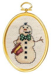 Набор для вышивания JANLYNN арт.021-1793 Снеговик с сигареткой 7,6х10 см