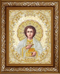 Рисунок на ткани бисером БЛАГОВЕСТ арт.ЖС-3015 Святой Пантелеймон в жемчуге