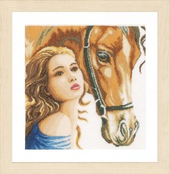 Набор для вышивания LANARTE арт.PN-0158324 Woman and horse 30х30 см