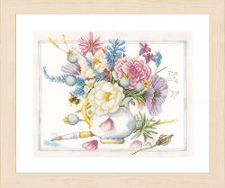 Набор для вышивания LANARTE арт.PN-0165375 Flowers in white pot 38х30 см