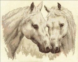 Набор для вышивания PANNA арт. J-1066 Пара белых лошадей 43,5х36,5 см