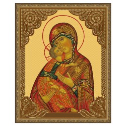 Картина 5D мозаика с нанесенной рамкой Molly арт.KM0794 Владимирская Божия Матерь (11 цветов) 40х50 см