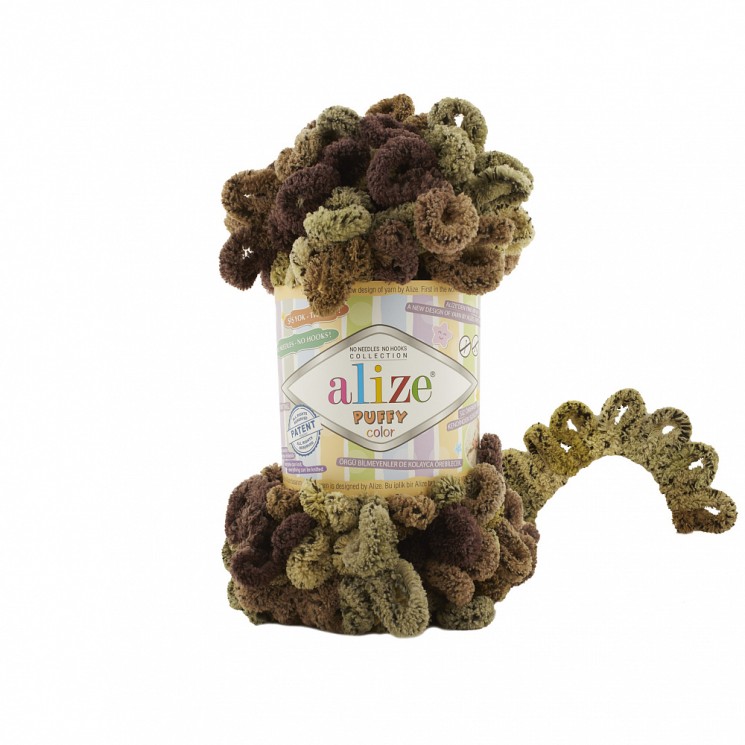 Пряжа для вязания Ализе Puffy color (100% микрополиэстер) 5х100г/9м цв.6086
