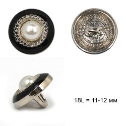 Пуговицы металл TBY.L-MF4/7 цв.черный с серебром 18L = 11-12 мм,на ножке, 36шт
