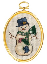 Набор для вышивания JANLYNN арт.021-1798 Снеговик в цилиндре 7,6х10 см
