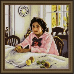 Рисунок на ткани (Бисер) КОНЁК арт. 9824 Девочка с персиками 40х40 см