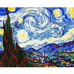 Картина по номерам с цветной схемой на холсте Molly арт.KK0756 Ван Гог. Звёздная ночь 40х50 см