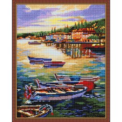 Картина мозаикой с нанесенной рамкой Molly арт.KC0005 Город на воде (35 цветов) 40х50 см