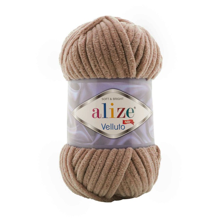 Пряжа для вязания Ализе Velluto (100% микрополиэстер) 5х100г/68м цв.329 табачно - коричневый