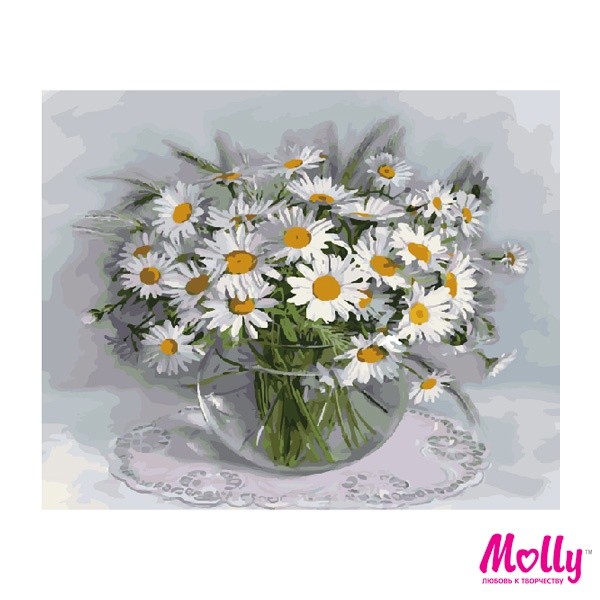 Картины по номерам Molly арт.KH0808 Бузин.Ромашки (26 цветов) 40х50 см