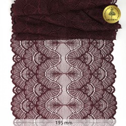 Кружево-стрейч KRUZHEVO арт.TBY.8034 шир.195мм цв.L076 сливовое вино уп.3м