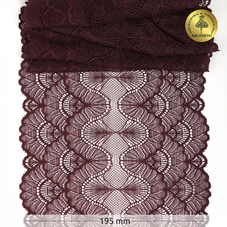 Кружево-стрейч KRUZHEVO арт.TBY.8034 шир.195мм цв.L076 сливовое вино уп.3м